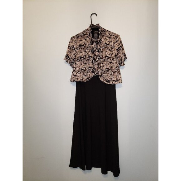 K Studio Dresses & Skirts - K Studio Collection Women Sz 12 Two Piece Outfit Set Dress Shrug Midi Black Tan